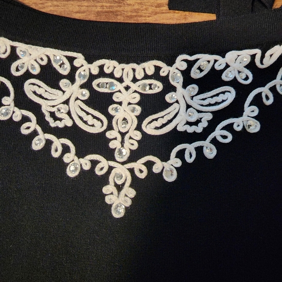 INC black and white embellished cold shoulder sweater, large. New without tags. - Picture 4 of 7